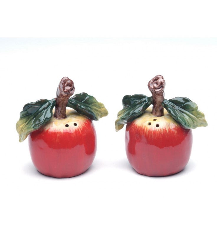 Cosmos Gifts Fine Ceramic Red Apple Salt & Pepper Shakers Set 3" H