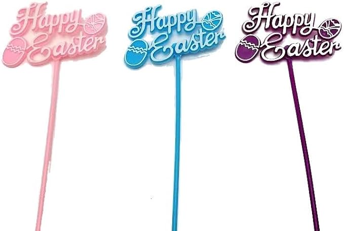Party Favors Plus Happy Easter Words Floral Picks 12 Count