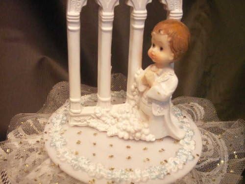 Party Favors Plus White Ceramic Praying Kneeling Boy Chapel Cake Top