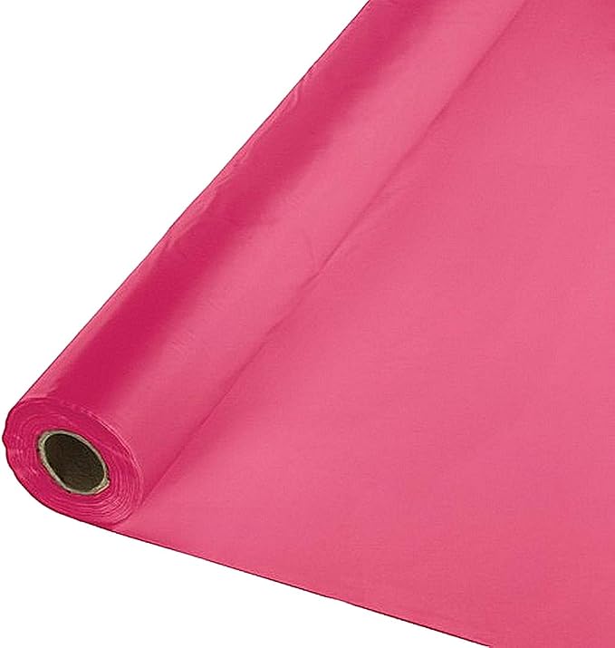 Party Favors Plus Hot Pink Plastic Banquet Roll Tablecloth 40 X 100 Ft