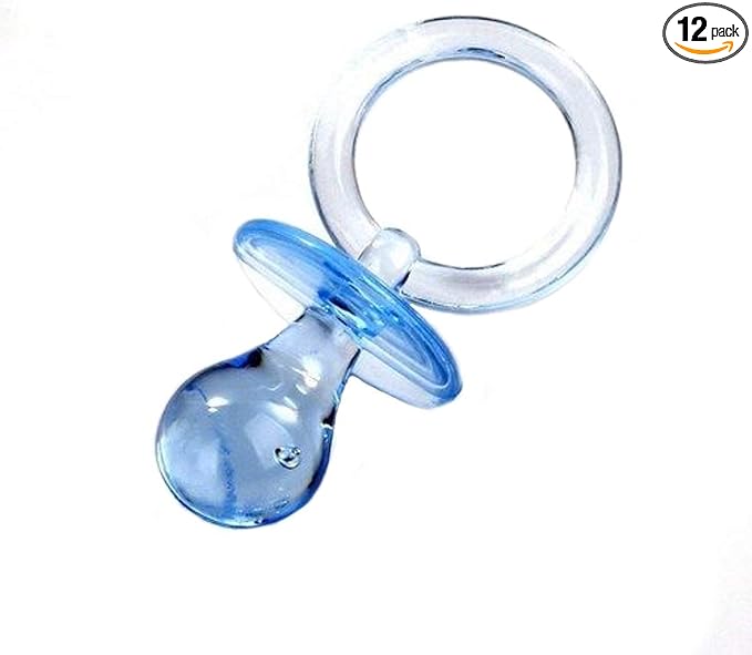 Party Favors Plus Large Blue Plastic Pacifiers Baby Shower Favors 2.5 Inches 12 Count