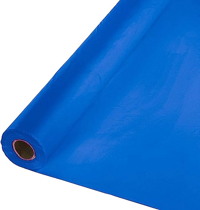 Party Favors Plus Heavy Duty Plastic Tablecloth Roll Royal Blue 40in x 100ft