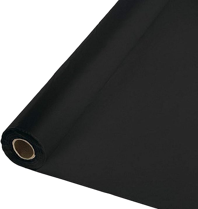 Party Favors Plus Heavy Duty Banquet Roll Plastic Tablecloth Black 40x1200 Inch