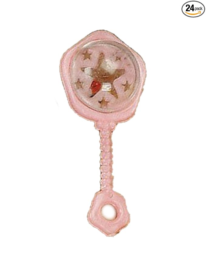 Party Favors Plus Pink Plastic Rattles with Beads 24 Count