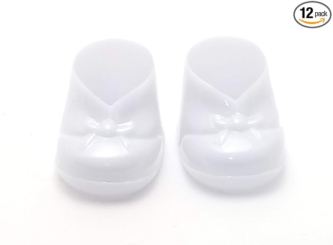 Party Favors Plus White Plastic Baby Booties Candy Holders 3 Inch 12 Count