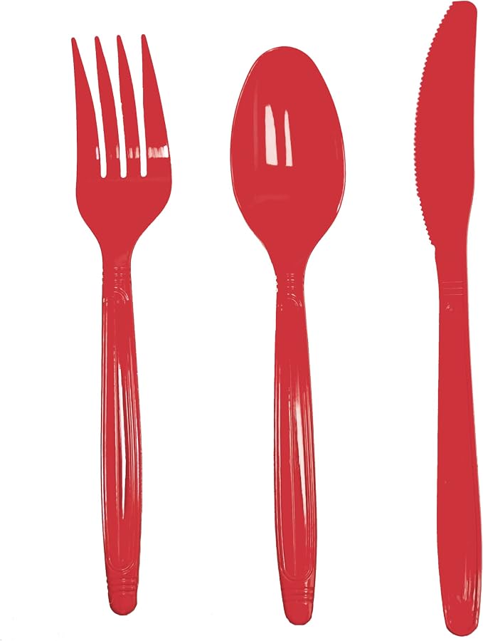 Party Favors Plus Red Plastic Cutlery Set 48 Count