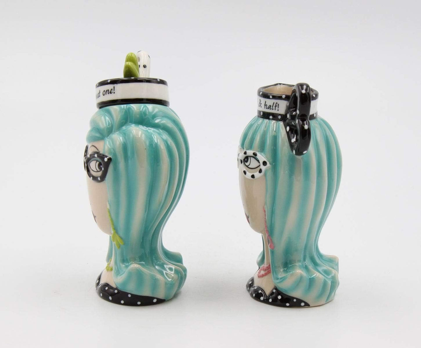 Cosmos Gifts Fine Porcelain Dollymama Blue Hair Lady Sugar & Creamer Set 4-7/8" H