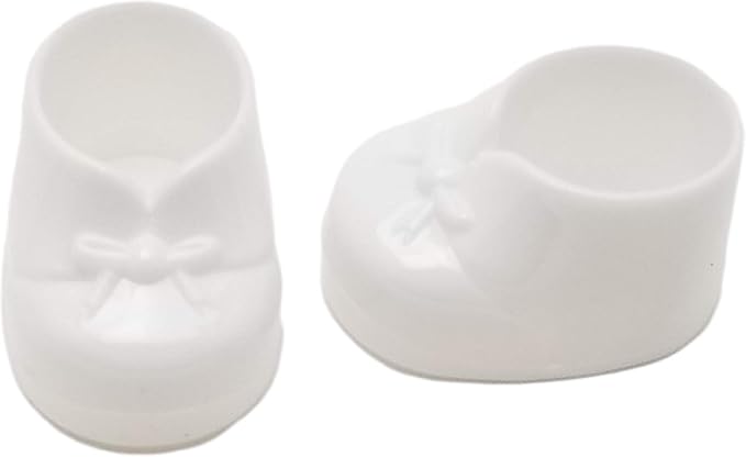 Party Favors Plus White Plastic Baby Booties Candy Holders 1.875 Inches 12 Count