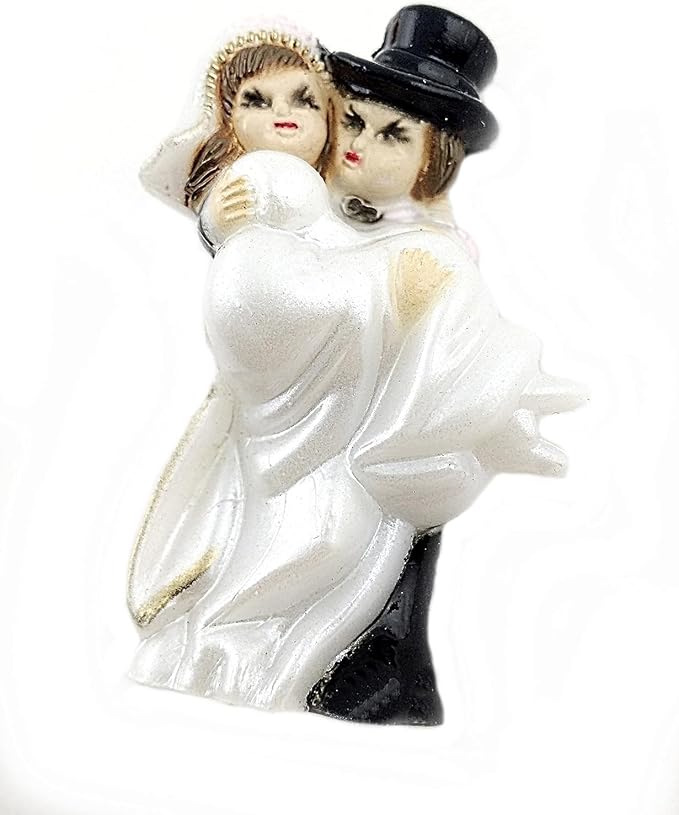 Party Favors Plus Bride and Groom Figurine White Gold Plastic 2 Inch 12 Piece