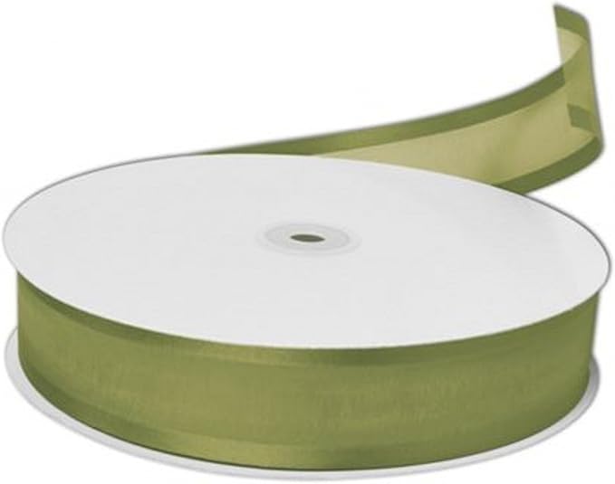Party Favors Plus Moss Sage Green Organza Satin Edged Ribbon 25 Yard Bolt