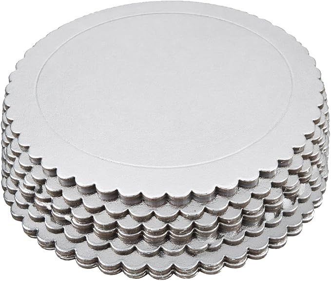 Party Favors Plus Round Cake Board Silver Scalloped 10 Inch 10 Count