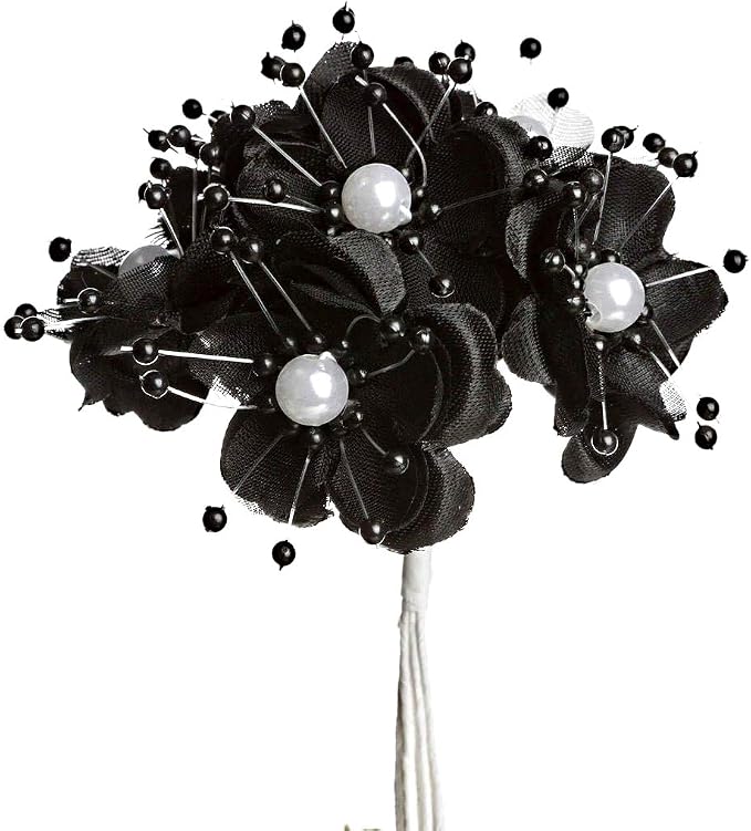 Party Favors Plus Satin Organza Flower Black 72 Count