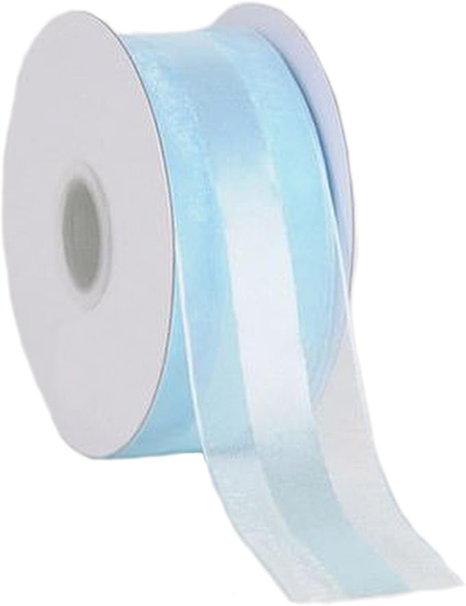 Party Favors Plus Light Blue Organza and Satin Ribbon 1.5in 25 Yards