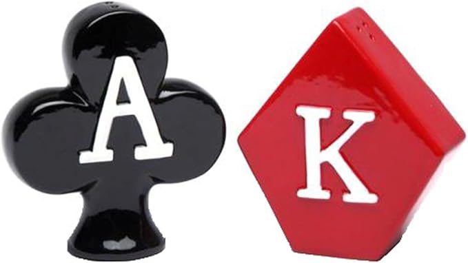 Cosmos Gifts Fine Ceramic King of Diamonds & Ace of Clubs Poker Style Salt & Pepper Shakers Set