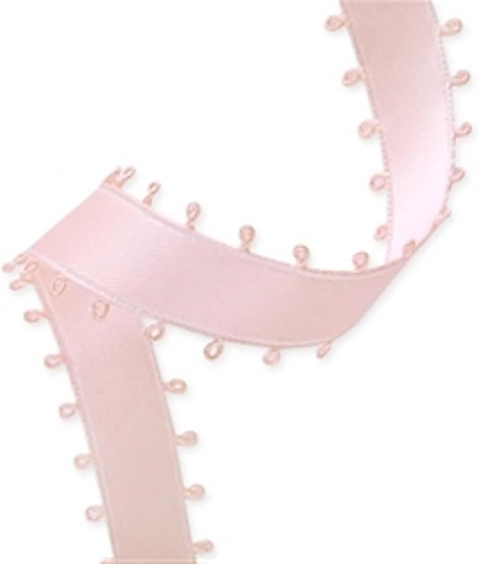 Party Favors Plus Light Pink Double Face Satin Picot Ribbon 50 Yards