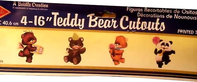 Party Favors Plus Teddy Bear Cutouts Paper Decorations Multi 4 Count