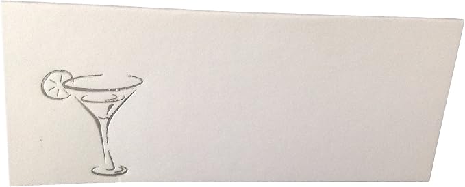 Party Favors Plus Silver Martini Glass Tent Style White Place Cards 100 Count