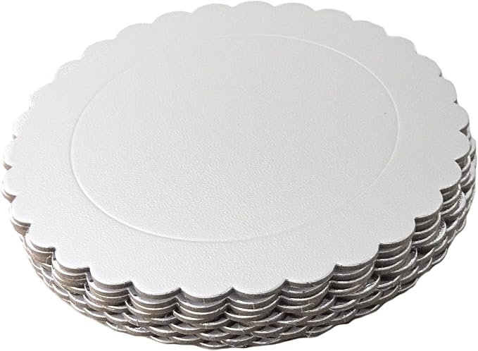 Party Favors Plus Silver Round Cake Boards Scalloped Edge Heavy Duty 8 Inch 5 Count