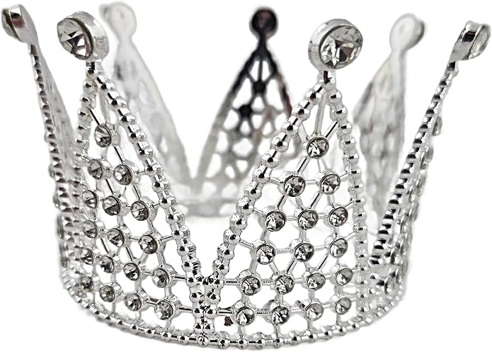 Party Favors Plus Silver Rhinestone Alloy Mini Crown 3.75 Inch Diameter 2.15 Inch Height Decorative Tiara