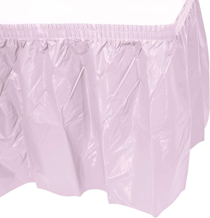Party Favors Plus Pink Plastic Table Skirt 29in x 13ft