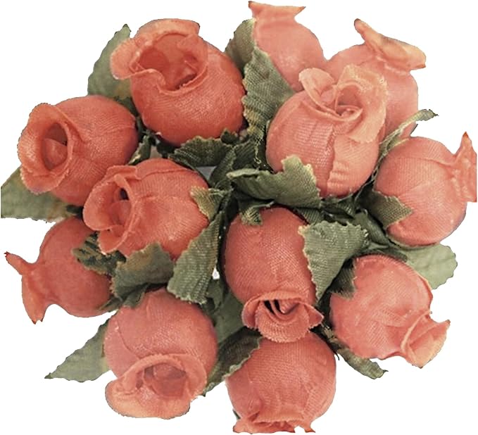 144 Miniature Poly Rose Silk Favor Flower Pick Wedding Shower - Coral