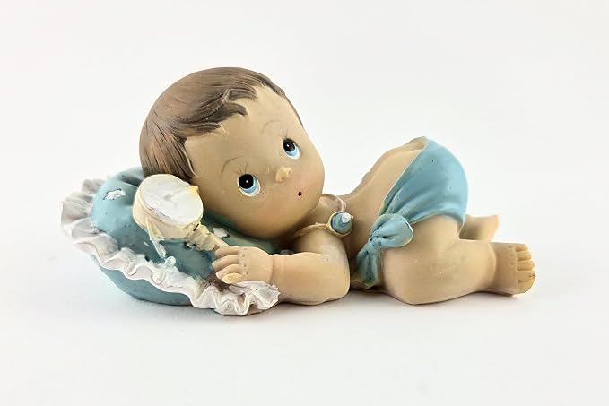 Party Favors Plus Blue White Polyresin Baby Boy Figurine 2.5 Inch Set of 2