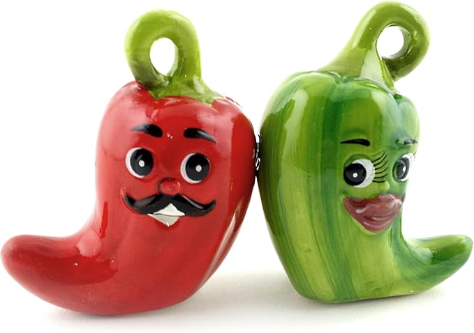 Party Favors Plus Ceramic Chili Pepper Salt and Pepper Shaker Set Red Green 3 Inch