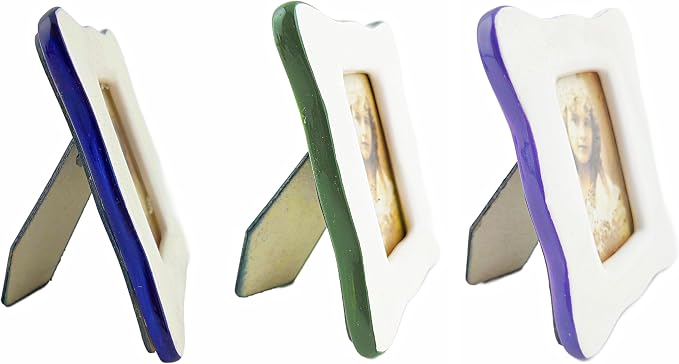 Party Favors Plus Ceramic Photo Frames Scalloped Edge 4x3.5 Inches Set of 3