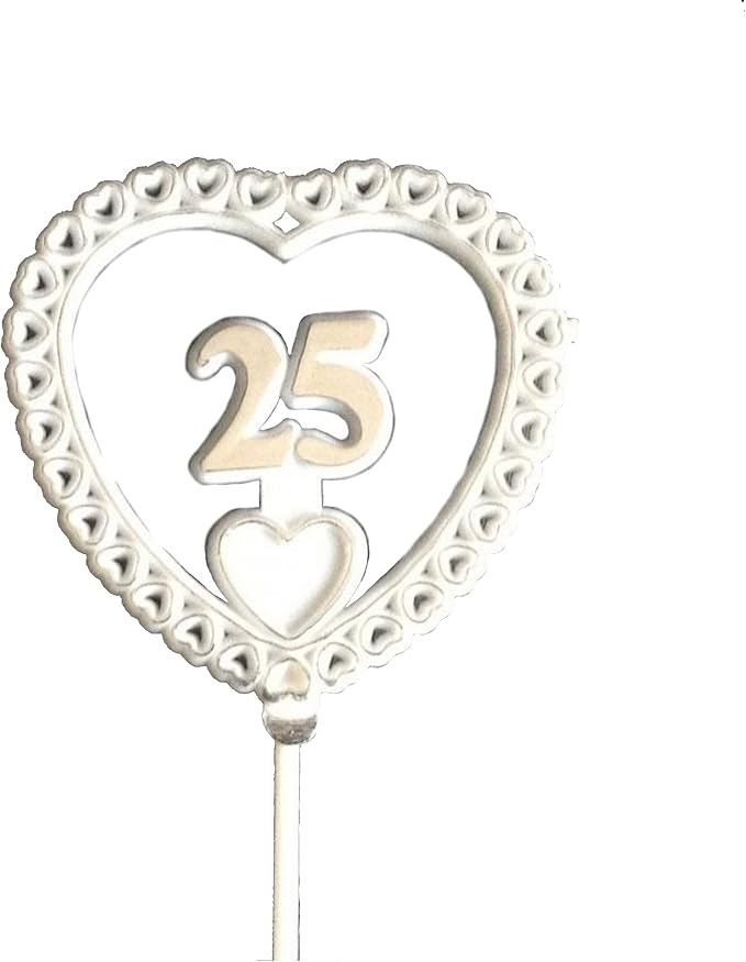 Party Favors Plus Silver 25th Anniversary Plastic Heart Picks 12 Count