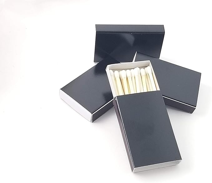 Party Favors Plus Plain Black Cover Wooden Matches Box 50 Count