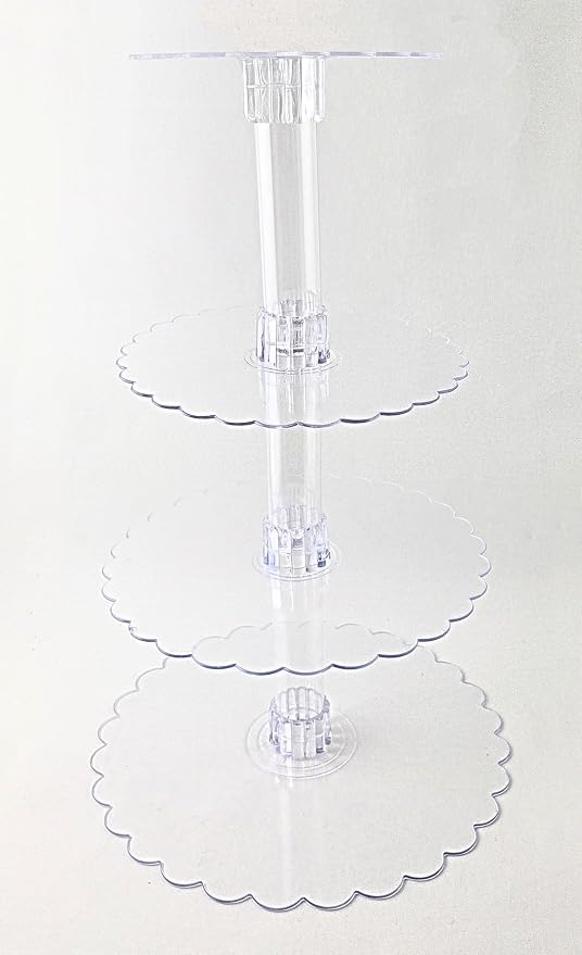 Party Favors Plus Clear Acrylic 4 Tier Cupcake Stand 14 12 10 8 Inch Scalloped Plates
