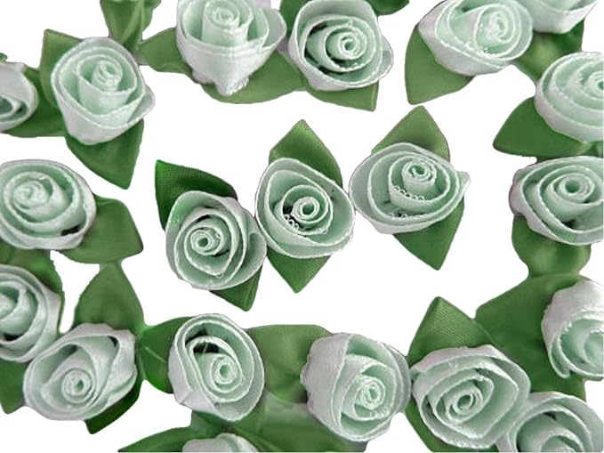 Party Favors Plus Satin Tulip Rose Applique Light Green 24 Count