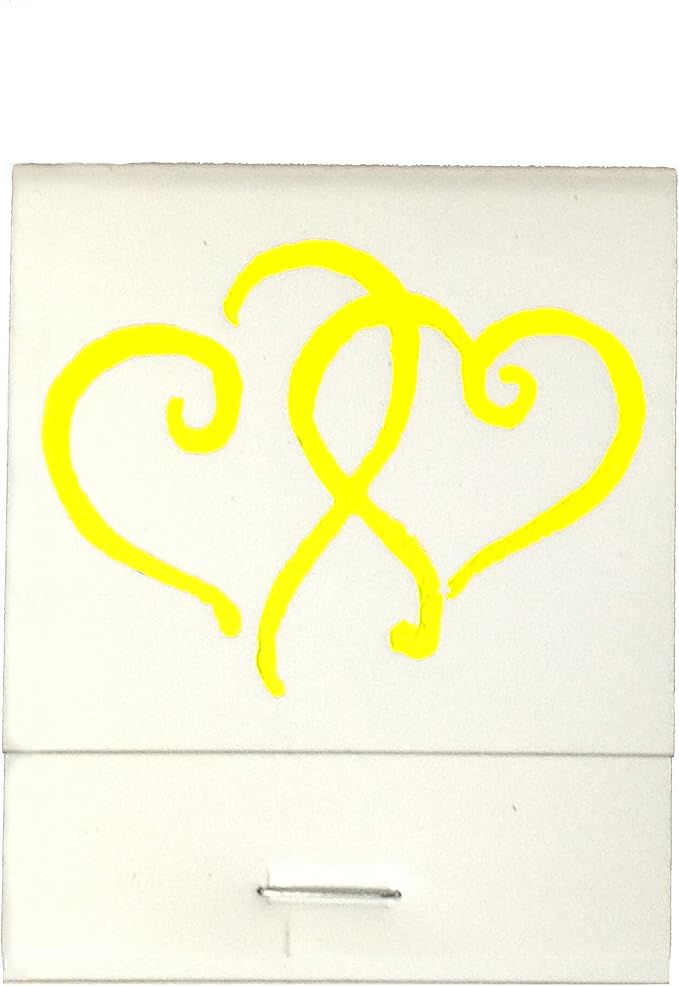 Party Favors Plus White Matchbooks Printed Hearts Yellow 50 Count