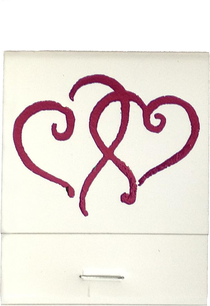 Party Favors Plus White Matchbooks Printed Hearts Burgundy 50 Count