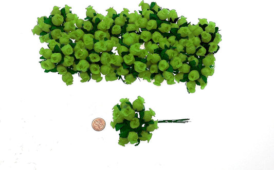 144 Miniature Poly Rose Silk Favor Flower Pick Wedding Shower - Apple Green