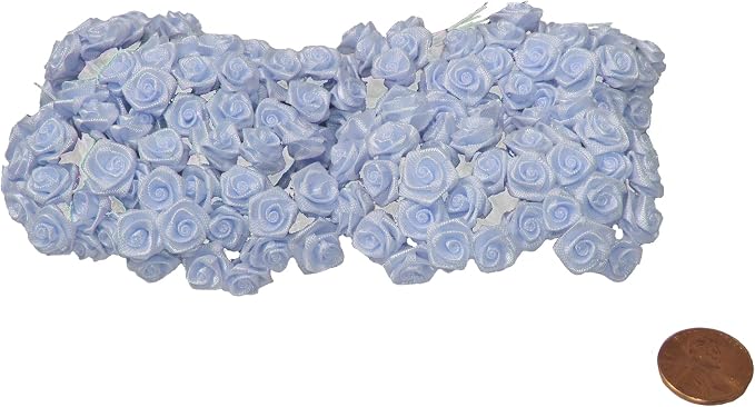 Party Favors Plus Light Blue Silk Mini Wrap Roses 144 Count