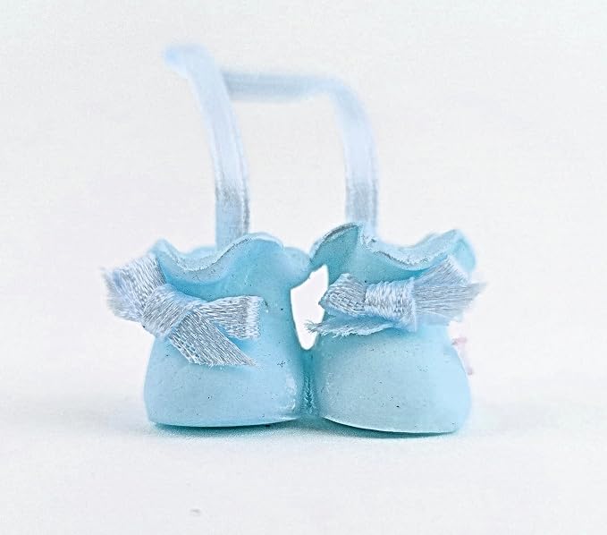 Party Favors Plus Cold Porcelain Baby Bootie Figurines Blue 12 Count