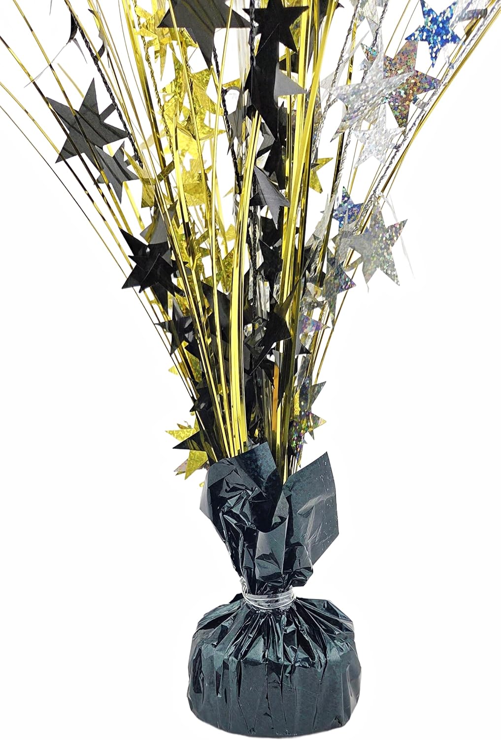 60th Birthday Star Spray Centerpiece Black Gold 2 Pack