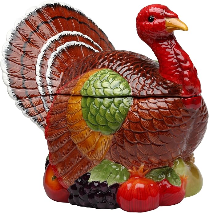 Cosmos Gifts Turkey Design Ceramic Cookie Jar 10-3/8" H