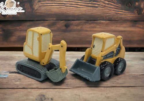 Cosmos Gifts 20771 Porcelain Construction Excavator Bulldozer Backhoe Salt and Pepper Shakers