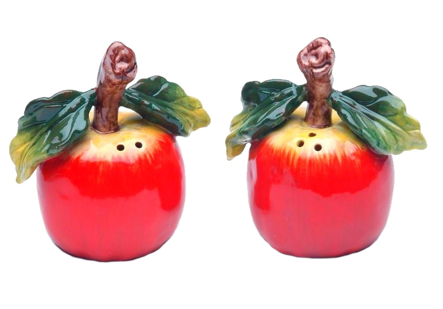 Cosmos Gifts Fine Ceramic Red Apple Salt & Pepper Shakers Set 3" H