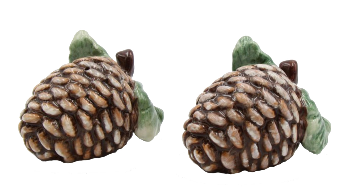 Cosmos Gifts Fine Ceramic Pine Cones Salt and Pepper Shakers Set 3" L Brown
