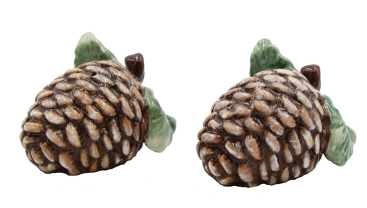 Cosmos Gifts Fine Ceramic Pine Cones Salt and Pepper Shakers Set 3" L Brown