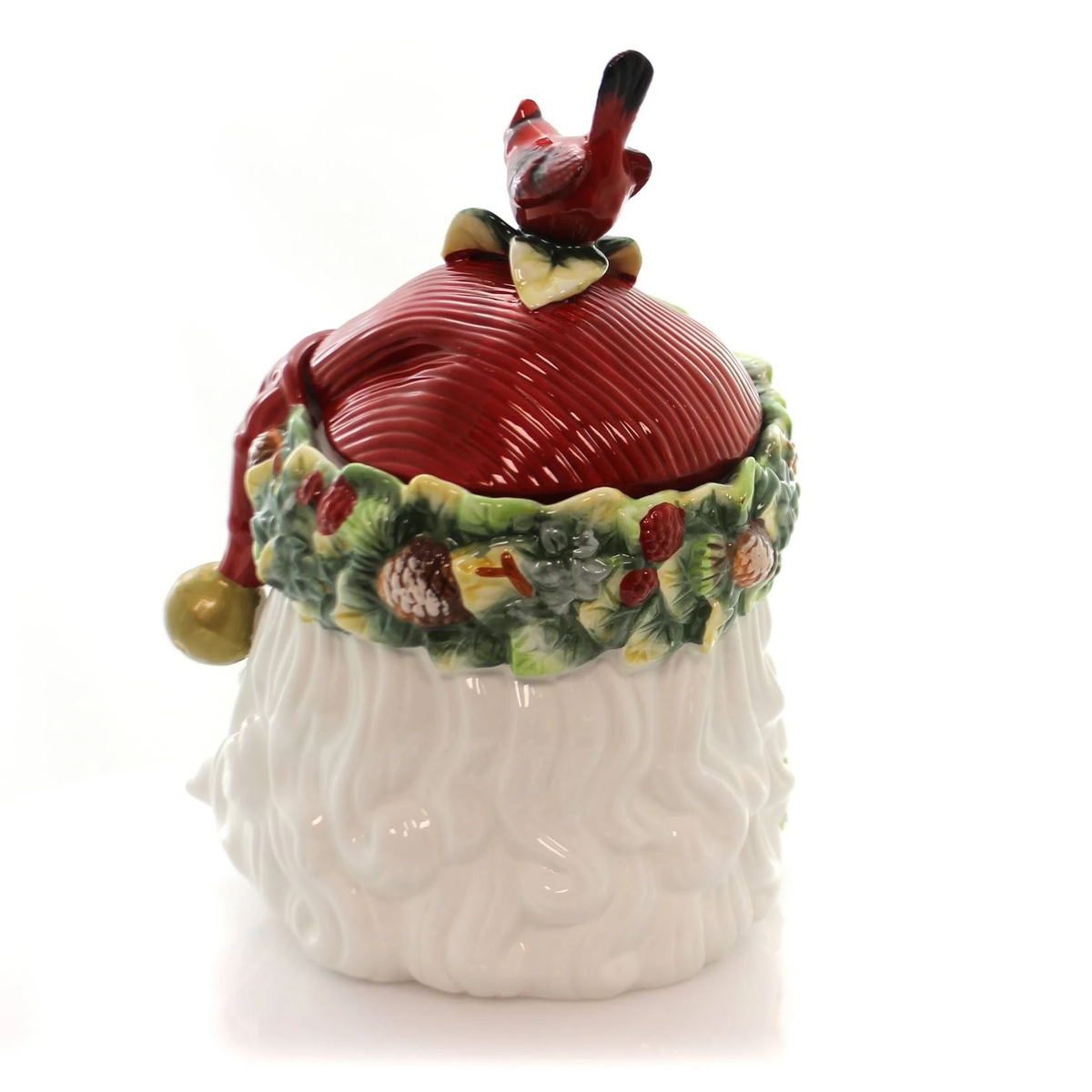 Cosmos Gifts Fine Evergreen Holiday Santa Cookie Jar 10.75 in. High