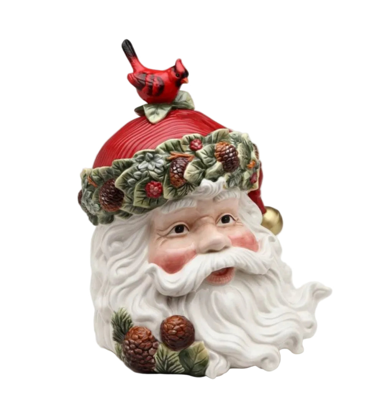 Cosmos Gifts Fine Evergreen Holiday Santa Cookie Jar 10.75 in. High
