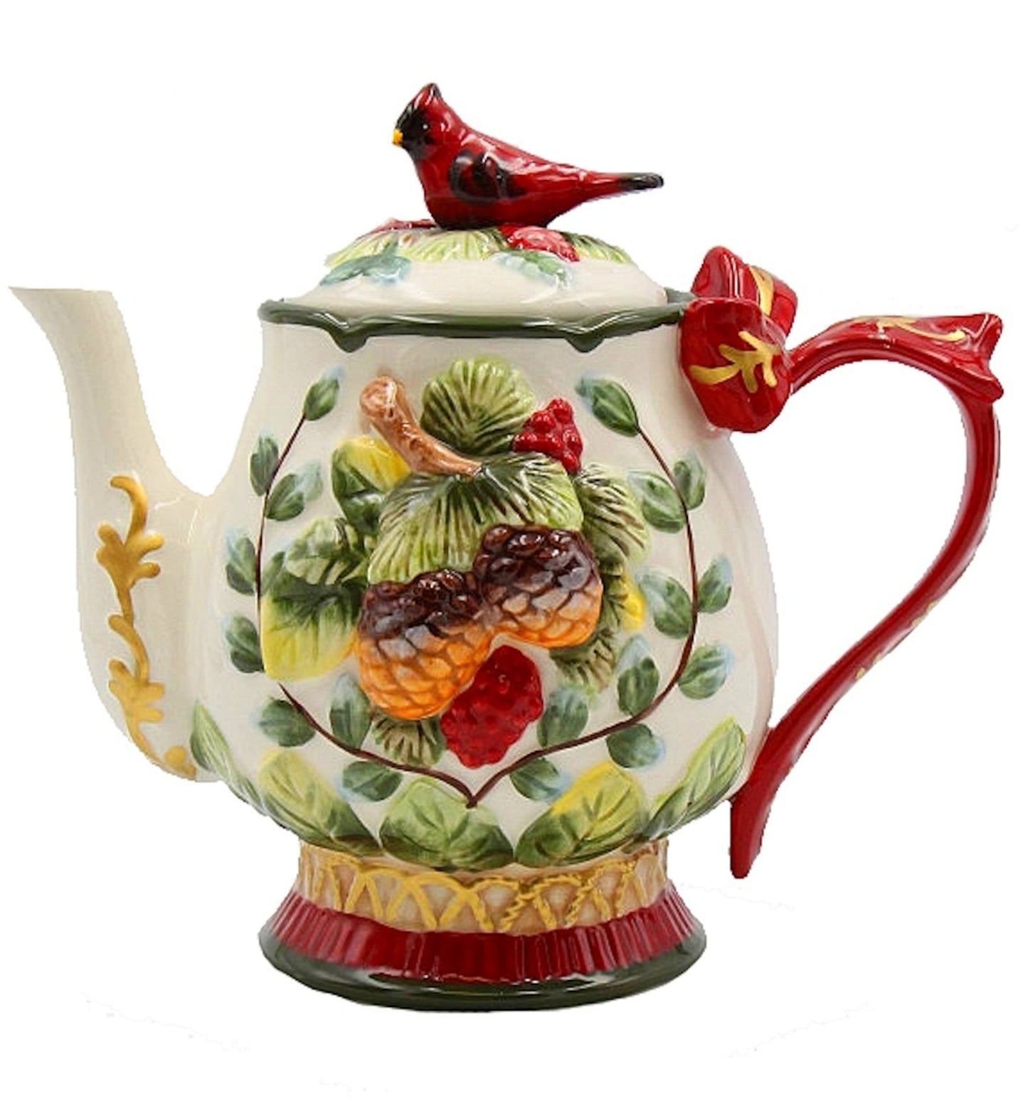 Cosmos Gifts Fine Ceramic Evergreen Holiday Teapot 24 oz.