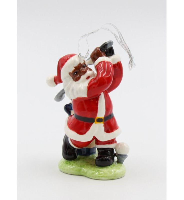 Cosmos Gifts Fine Ceramic African American Black Santa Golfing Ornament 4" H