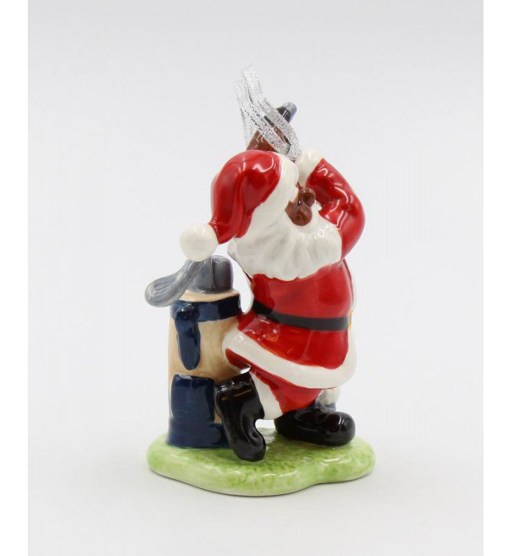 Cosmos Gifts Fine Ceramic African American Black Santa Golfing Ornament 4" H
