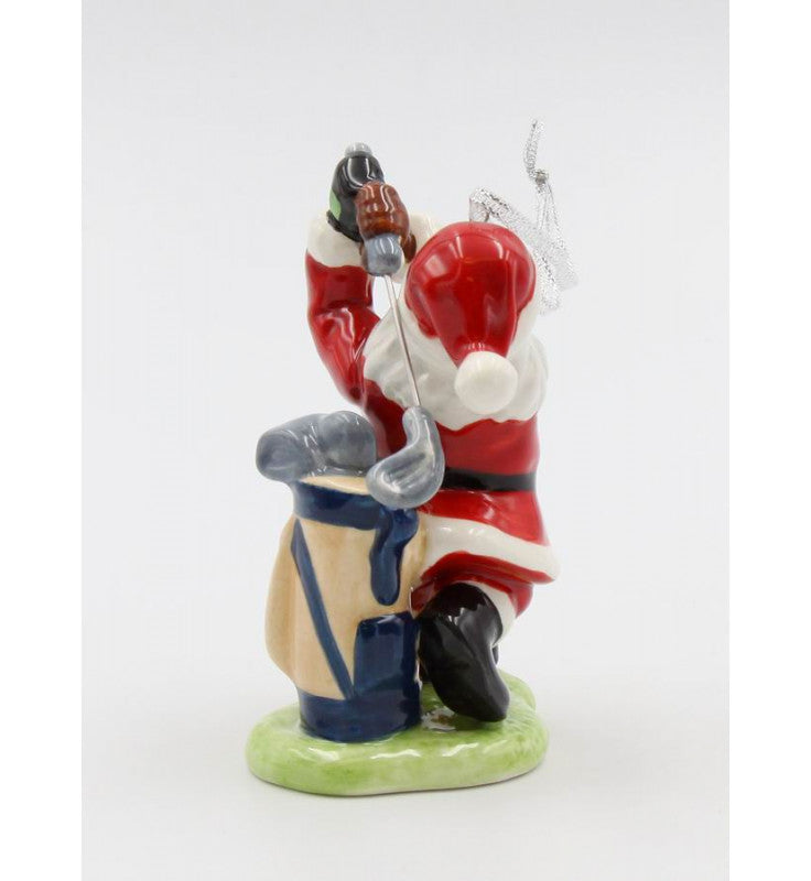Cosmos Gifts Fine Ceramic African American Black Santa Golfing Ornament 4" H