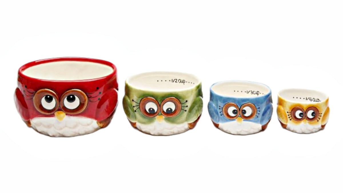Cosmos Gifts Ceramic Christmas Owl: Measuring Cup (4 Pcs Set)